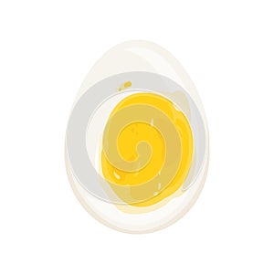 Cut soft-boiled egg vector illustration. Protein and yolk. Healthy nutrition item, dietetic product. Breakfast food