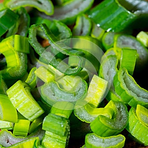 Cut spring onions photo