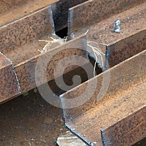 Cut steel beams