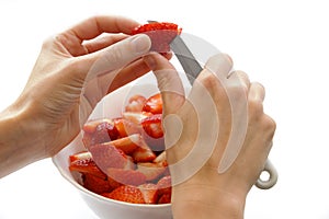 Cut strawberries