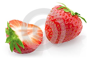 Cut strawberries with background