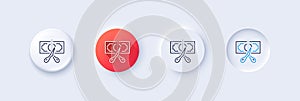 Cut tax line icon. Reduction tax rate sign. Line icons. Vector