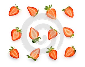 Cut to pieces berry strawberry isolated