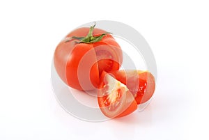 Cut tomato with two slices