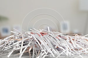 Cut up credit cards with Shredded Bills and Bank Statements