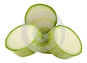 Cut vegetable marrows isolated on white background