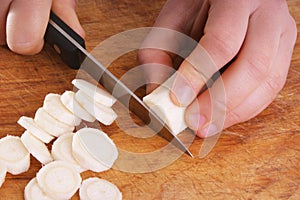 Cut vegetable to make a soup