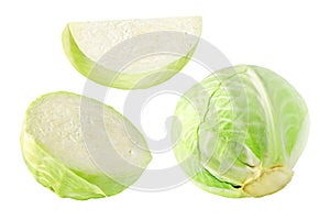 Cut and whole fresh cabbage