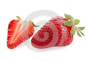 Cut and whole strawberry