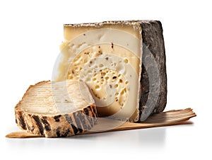 A cut wormy Kasu Marzu cheese