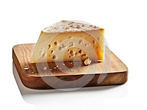 A cut wormy Kasu Marzu cheese