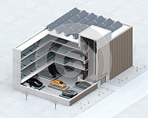 Cutaway concept image for automatic car parking system by AGV photo