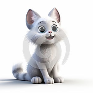 Cute 3d Animation Kitten With Big Ears - Cartoonish Disney Style