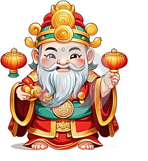 Cute 3D Cartoon Character of Land Deity Reflecting the Beliefs and Culture of Chinese Asian People Generative AI