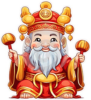 Cute 3D Cartoon Character of Land Deity Reflecting the Beliefs and Culture of Chinese Asian People Generative AI