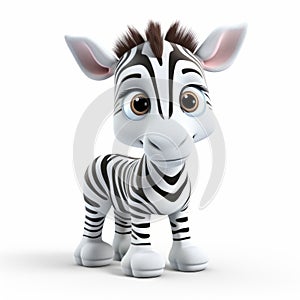 Cute 3d Cartoon Zebra With Psychological Depth 8k Resolution