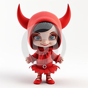 Cute 3d Female Devil In Red Costume - Kawaii Chic Cartoon Character