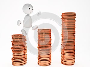 A cute 3d guy jumps to the next level