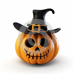 Cute 3d Jackolantern Halloween Pumpkin With Witch\'s Hat