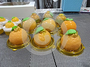 Cute 3D orange of Coconut milk jelly cake