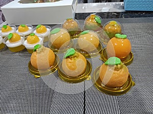 Cute 3D orange of Coconut milk jelly cake