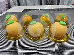 Cute 3D orange of Coconut milk jelly cake