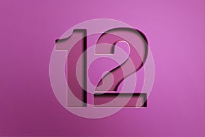 Cute 3d pink number 12 logo design.