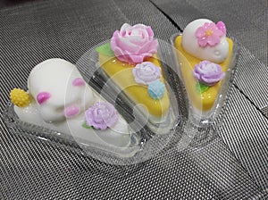 Cute 3D Rabbit and pig bear cat of Coconut milk jelly cake