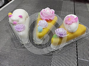 Cute 3D Rabbit and pig bear cat of Coconut milk jelly cake