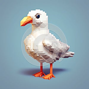 Cute 3d Seagull Pixel Art Inspired By Minecraft