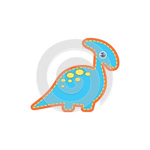 Cute abstract blue parasaurolophus, dinosaur character of simple shape
