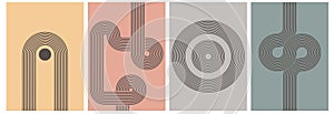 Set of modern aesthetic minimalist mid century style abstract backgrounds.