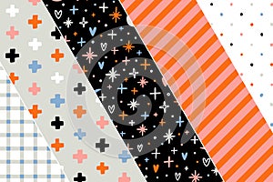 Cute abstract doodle vector patterns set