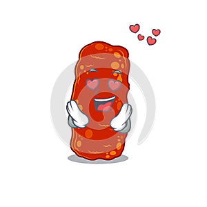 Cute acinetobacter bacteria cartoon character has a falling in love face