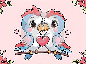 Cute adorable birds couple love