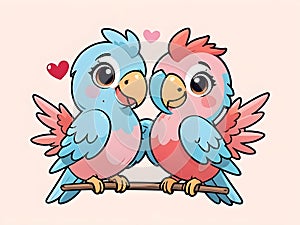 Cute adorable birds couple love