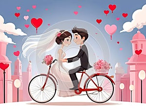 So cute adorable couple on a bicycle