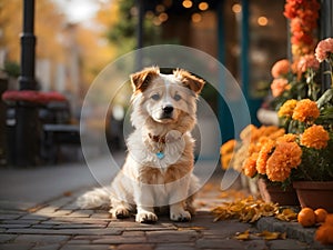 A cute and adorable dog sitting and waiting for his owner
