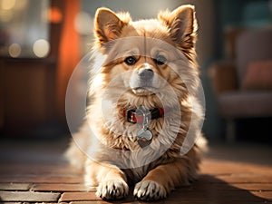 A cute and adorable dog sitting and waiting for his owner