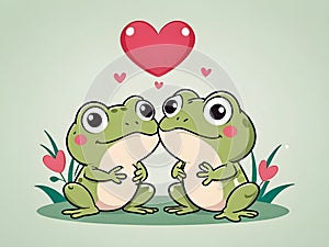 Cute adorable frog couple love