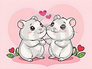 Cute adorable mouse couple love