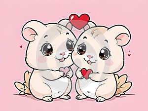 Cute adorable mouse couple love