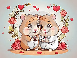 Cute adorable mouse couple love