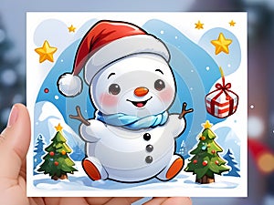 Cute adorable snowman