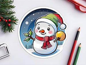 Cute adorable snowman