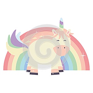 Cute adorable unicorn and rainbow