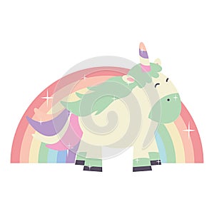 Cute adorable unicorn and rainbow