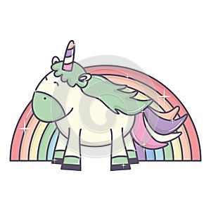 Cute adorable unicorn and rainbow