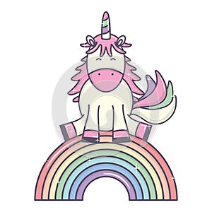 Cute adorable unicorn and rainbow