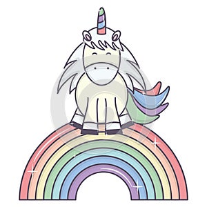 Cute adorable unicorn and rainbow